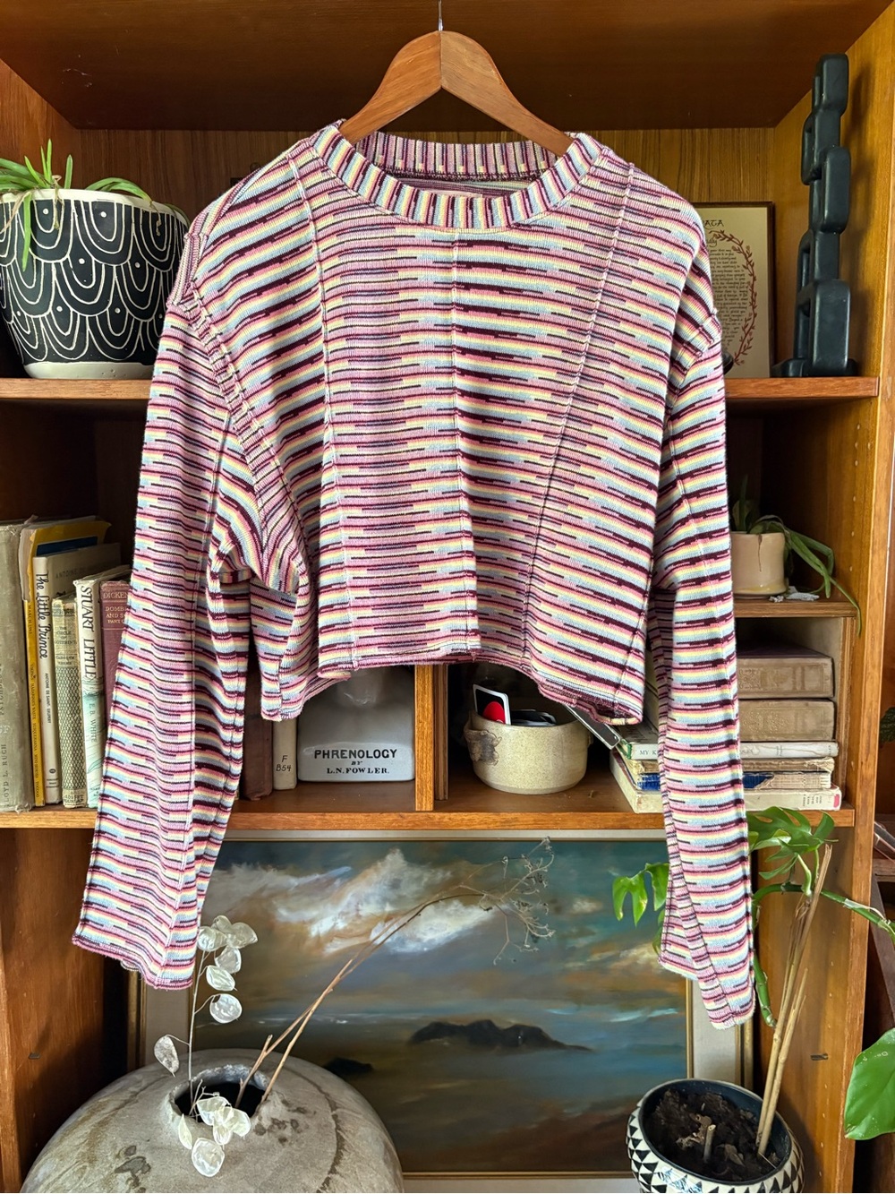 Urban Outfitters Boho Stripe Boxy Crop Sweater M - Picture 4 of 9